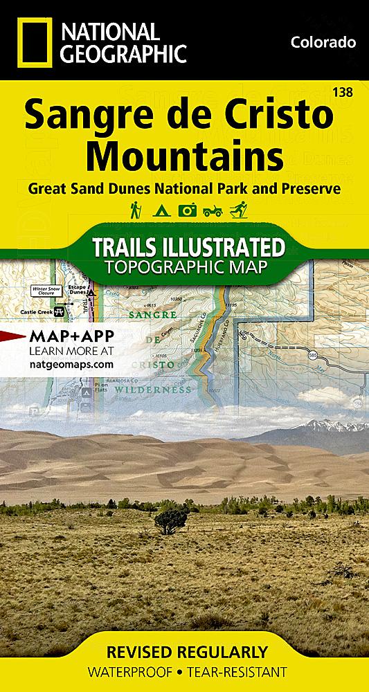 Carte de randonnée - Sangre de Cristo Mountains, Great Sand Dunes NP & Preserve (Colorado), n° 138 | National Geographic carte pliée National Geographic 