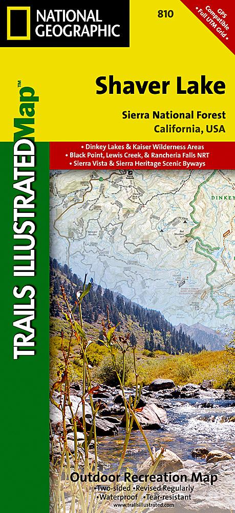 Carte de randonnée - Shaver Lake - Sierra National Forest (Californie), n° 810 | National Geographic carte pliée National Geographic 