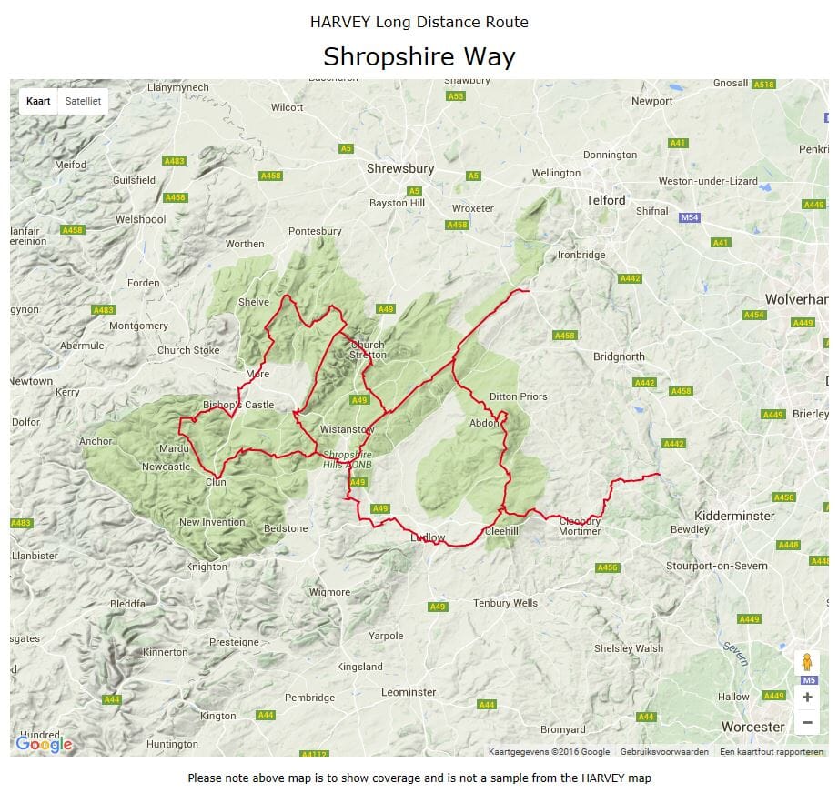 Carte de randonnée - Shropshire Way XT40 | Harvey Maps - National Trail maps carte pliée Harvey Maps 