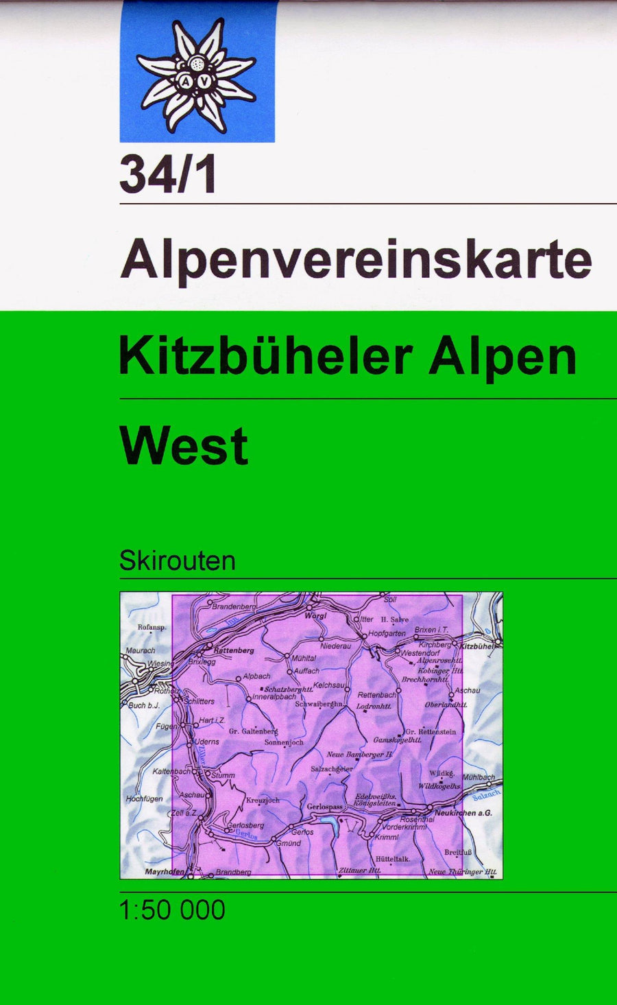 Carte de randonnée & ski - Kitzbüheler Alpen Ouest, n° 34/1 (Alpes autrichiennes) | Alpenverein carte pliée Alpenverein 