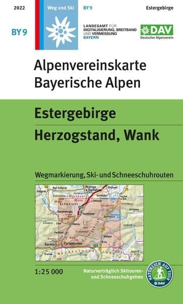 Carte de randonnée & ski n° BY09 - Estergebirge, Herzogstand, Wank (Alpes bavaroises) | Alpenverein carte pliée Alpenverein 