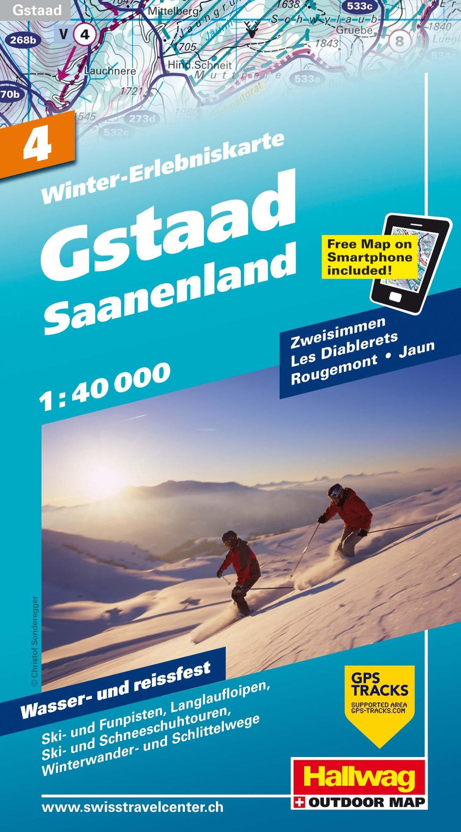 Carte de randonnée (ski, raquettes) - Gstaad - Saanenland (Suisse) | Hallwag carte pliée Hallwag 