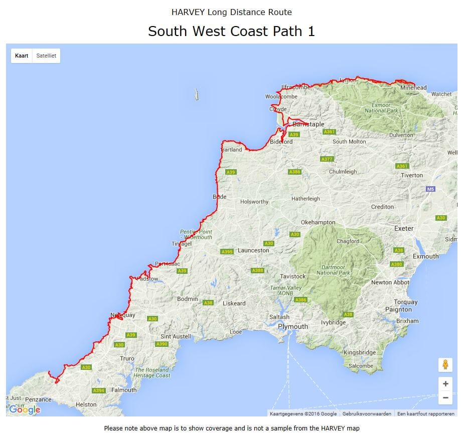 Carte de randonnée - South West Coast Path 1 XT40 | Harvey Maps - National Trail maps carte pliée Harvey Maps 