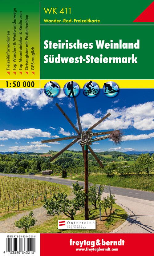 Carte de randonnée - Steirisches Weinland - Südwest - Steiermark (Alpes autrichiennes), n° WK411 | Freytag & Berndt carte pliée Freytag & Berndt 
