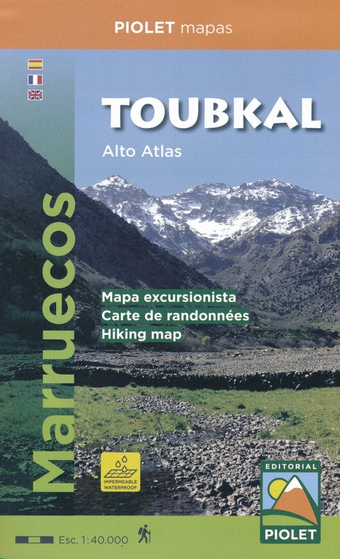 Carte de randonnée - Toubkal, Haut Atlas Marocain | Piolet carte pliée Editorial Piolet 