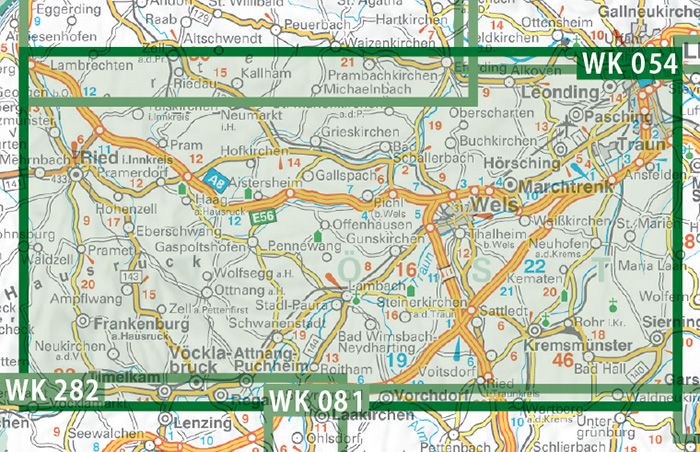 Carte de randonnée - Traunradweg - Wels & Umgeb. - Bad Hall - Hausruck (Alpes autrichiennes), n° WK054 | Freytag & Berndt carte pliée Freytag & Berndt 