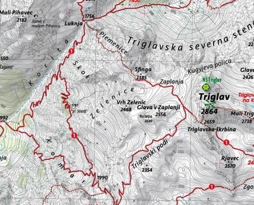 Carte de randonnée - Triglav (Slovénie) | Kartografija carte pliée Kartografija 