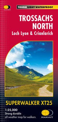 Carte de randonnée - Trossachs Nord, Loch Lyon, Crianlarich XT25 | Harvey Maps - Superwalker maps carte pliée Harvey Maps 