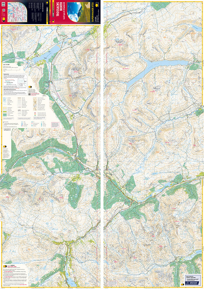 Carte de randonnée - Trossachs Nord, Loch Lyon, Crianlarich XT25 | Harvey Maps - Superwalker maps carte pliée Harvey Maps 