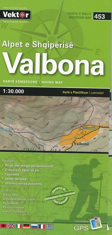Carte de randonnée - Valbona (Albanie), n° 453 | Vektor carte pliée Vektor 