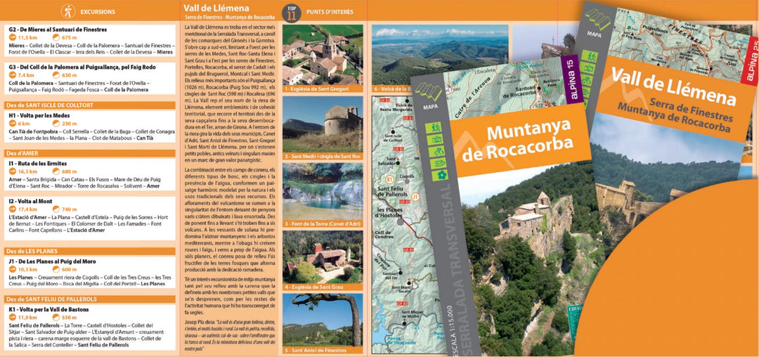 Carte de randonnée - Vall de llémena, Serra de Finestres, Muntanya de Rocacorba (Catalogne) | Alpina carte pliée Editorial Alpina 