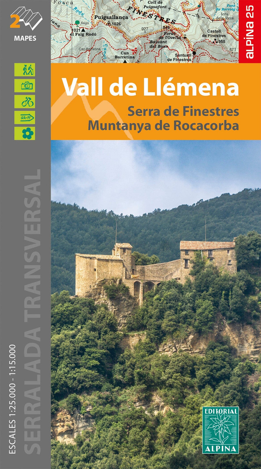 Carte de randonnée - Vall de llémena, Serra de Finestres, Muntanya de Rocacorba (Catalogne) | Alpina carte pliée Editorial Alpina 