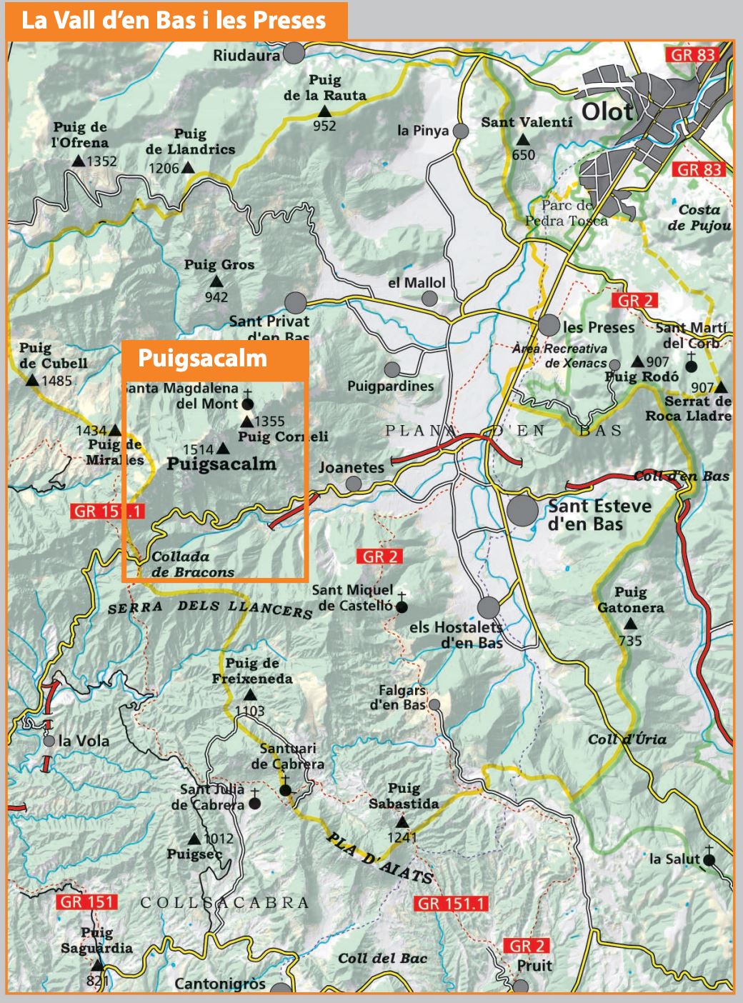Carte de randonnée - Vall d'en Bas i les Preses, Aiats, Puigsacalm (Pyrénées Catalanes, Espagne) | Alpina carte pliée Editorial Alpina 