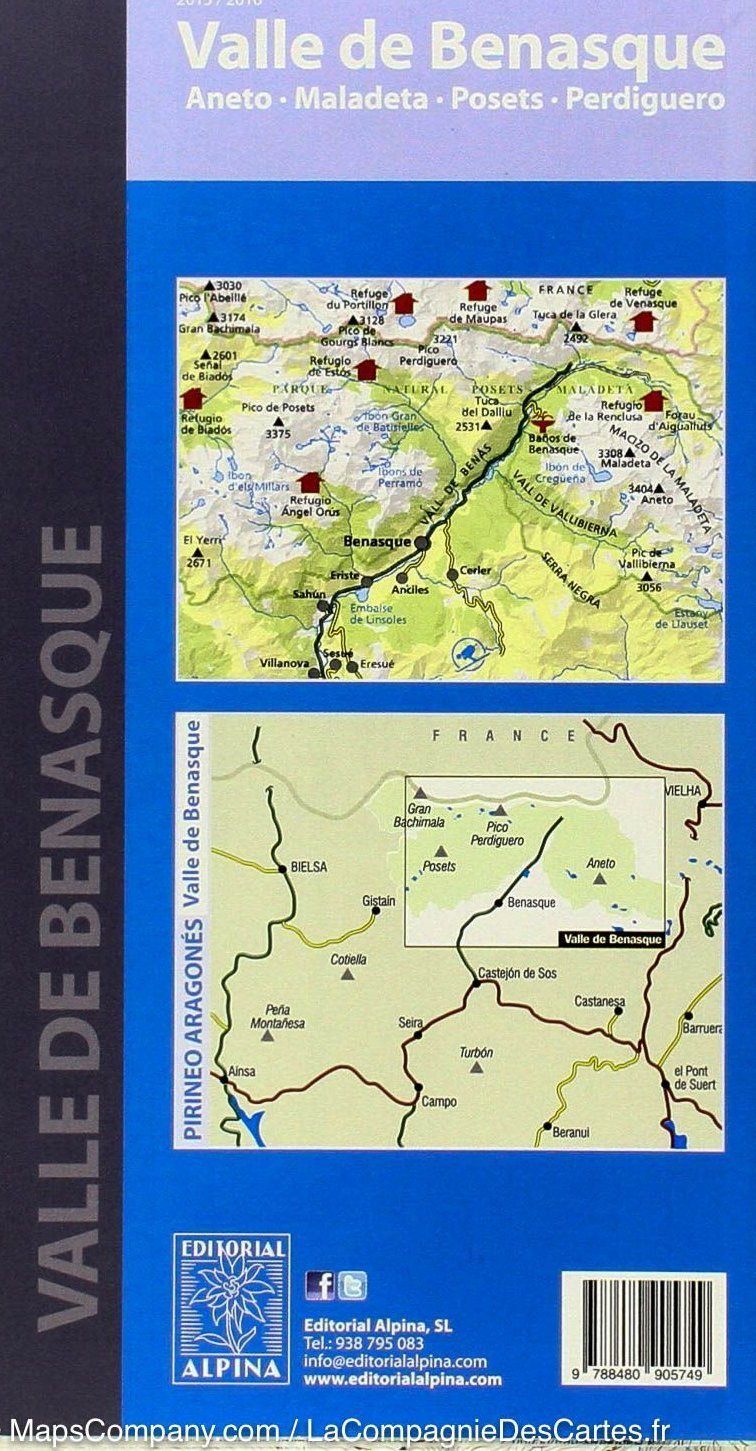 Carte de randonnée de la Vallée de Benasque (Pyrénées aragonaises, Espagne) | Alpina - La Compagnie des Cartes