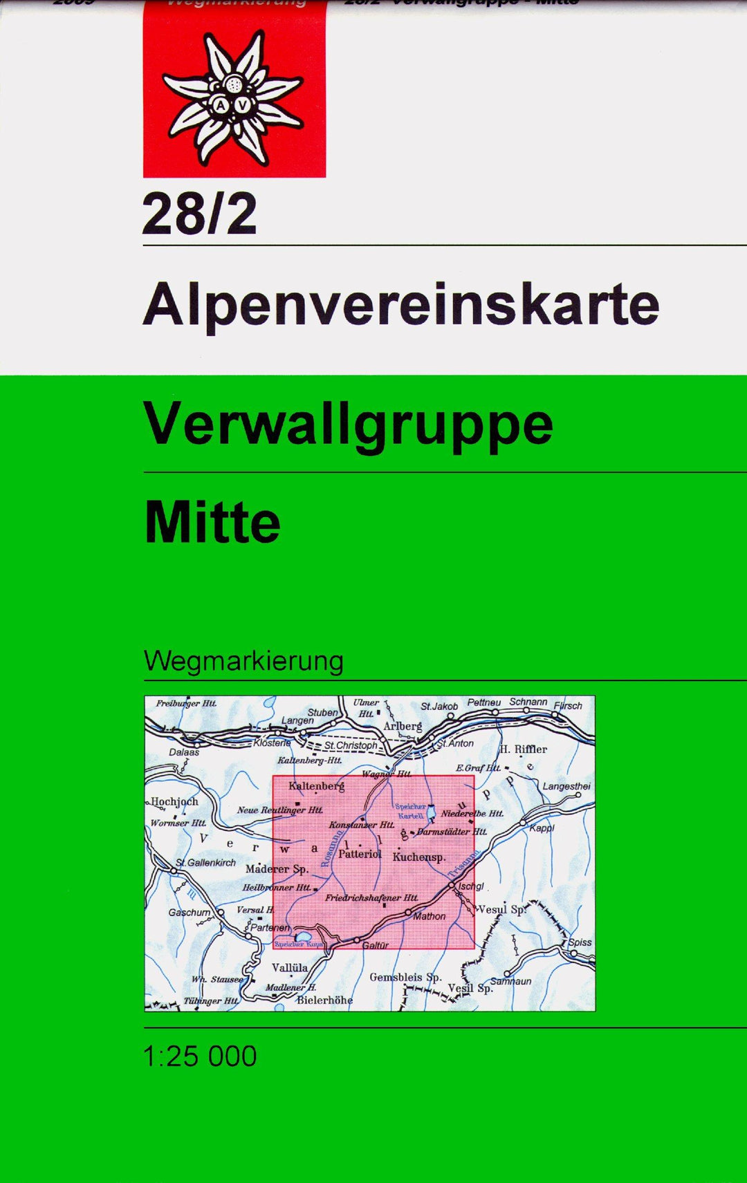Carte de randonnée - Verwallgruppe Centre, n° 28/2 (Alpes autrichiennes) | Alpenverein carte pliée Alpenverein 