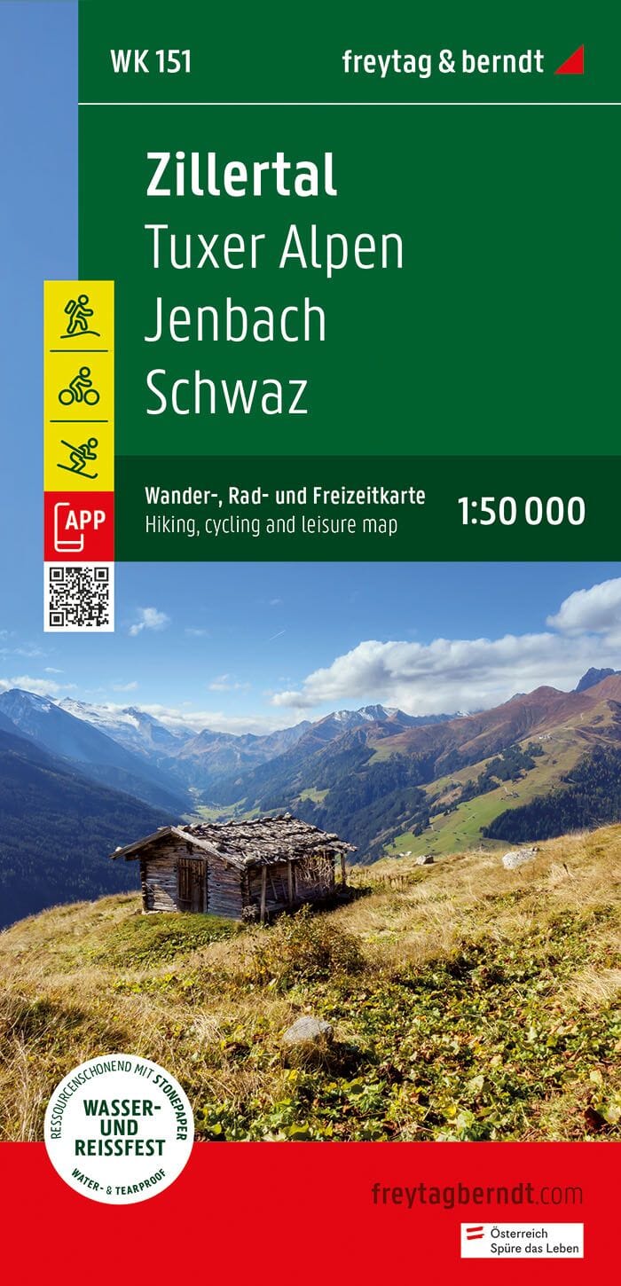 Carte de randonnée - Zillertal - Tuxer Alpen-Jenbach-Schwaz (Alpes autrichiennes), n° WK151 | Freytag & Berndt carte pliée Freytag & Berndt 