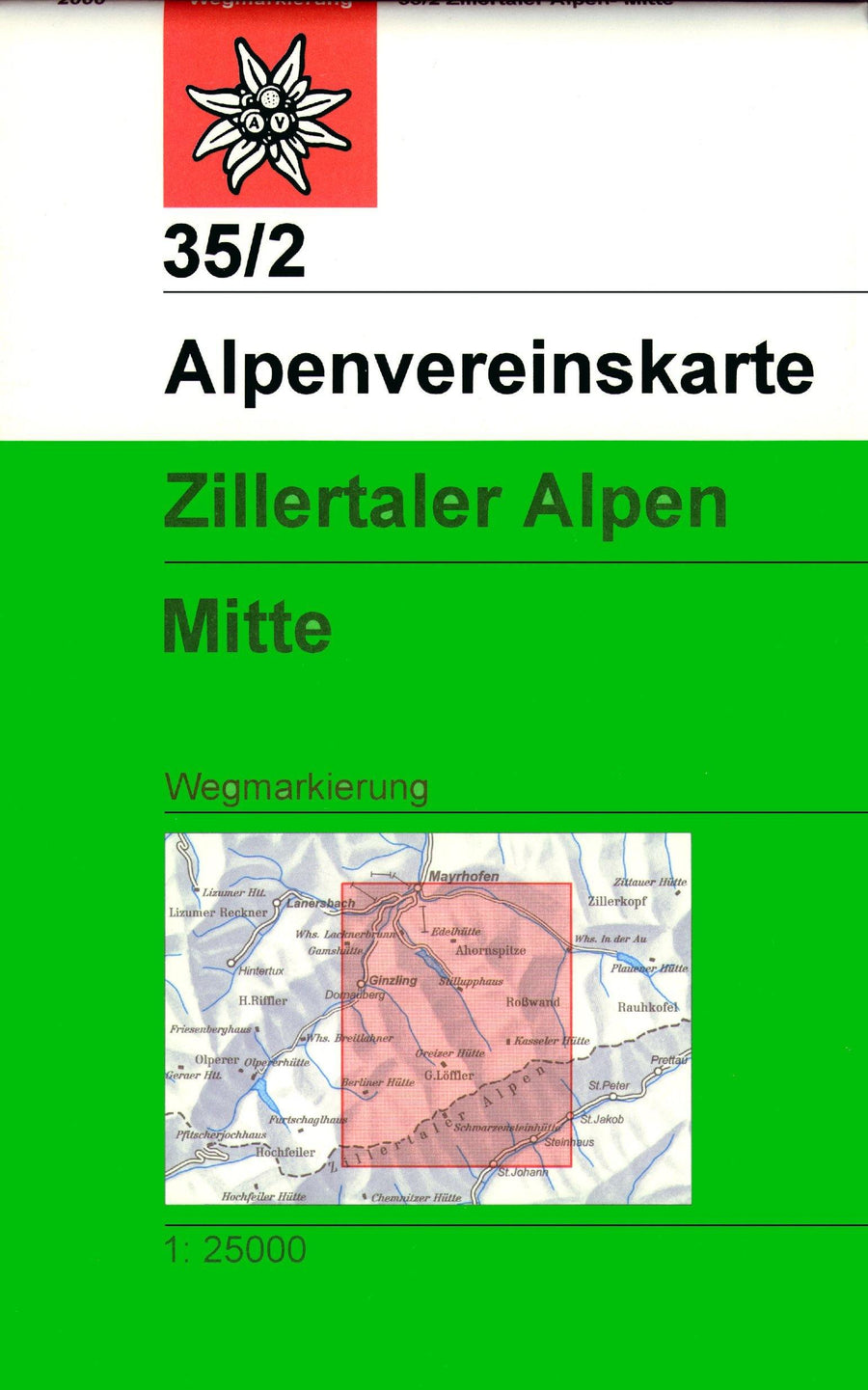 Carte de randonnée - Zillertaler Alpen Centre, n° 35/2 (Alpes autrichiennes) | Alpenverein carte pliée Alpenverein 