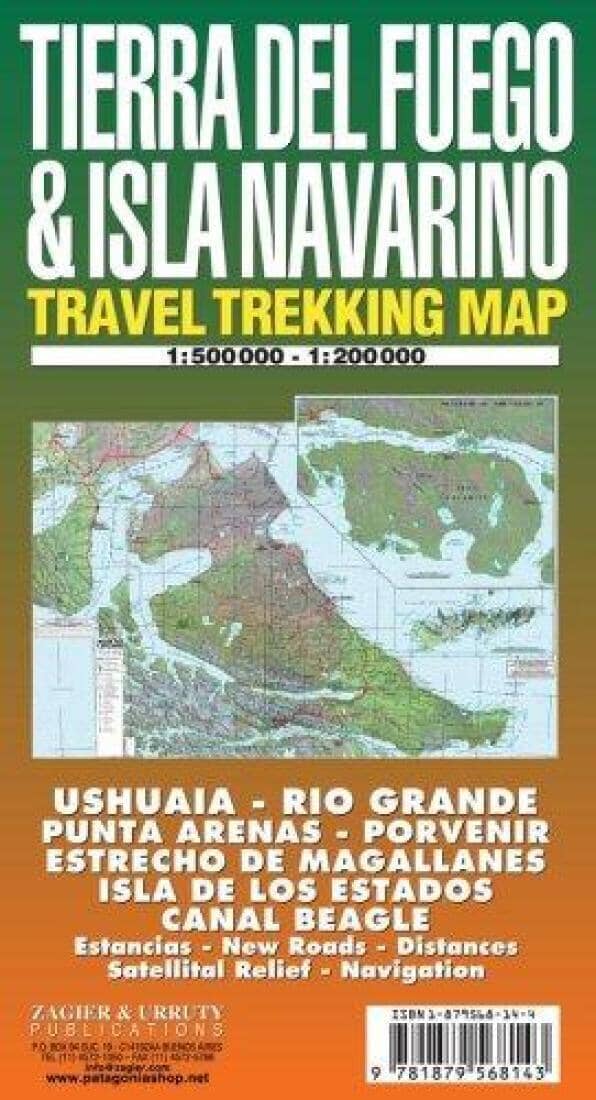 Tierra del Fuego and Isla Navarino Trekking Map by Zagier y Urruty