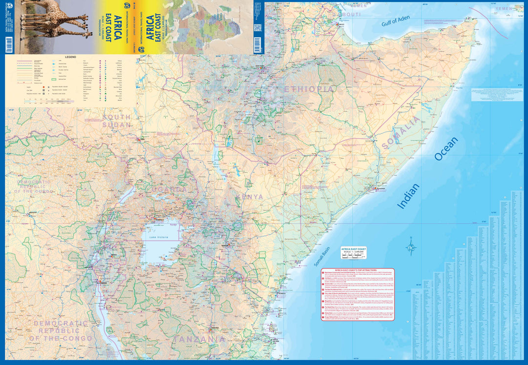 Carte de voyage - Afrique de l'Est | ITM carte pliée ITM 