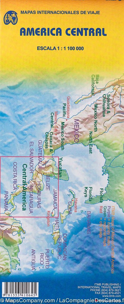 Carte de voyage - Amérique Centrale | ITM carte pliée ITM 
