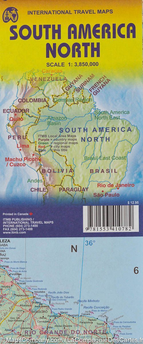 Carte de voyage - Amérique du Sud, partie nord | ITM carte pliée ITM 
