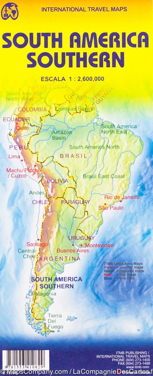 Carte de voyage - Amérique du Sud, partie sud | ITM carte pliée ITM 
