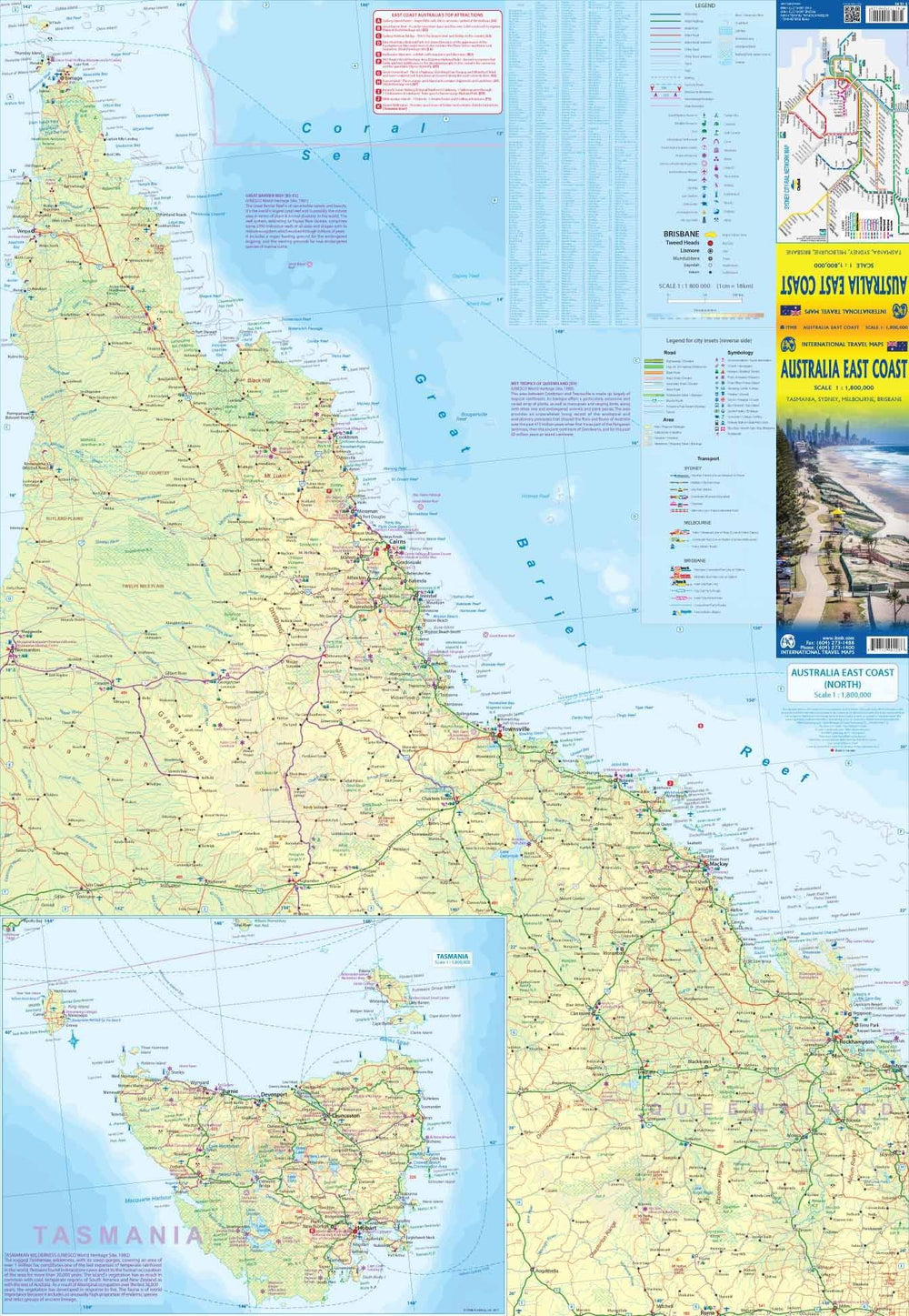Carte de voyage de la côte est de l'Australie | ITM - La Compagnie des Cartes