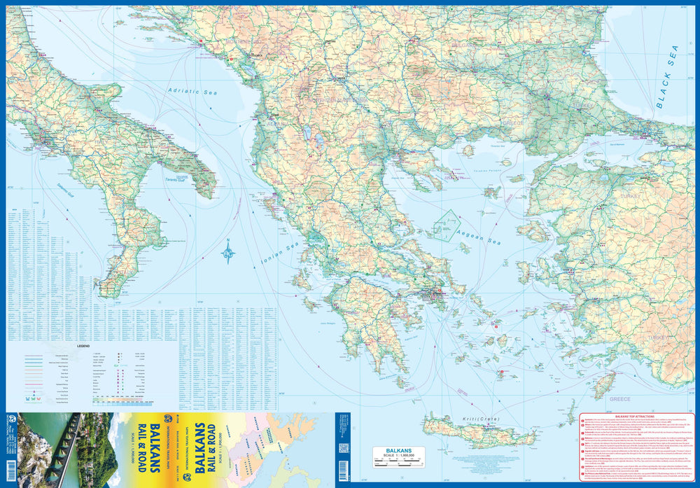 Carte de voyage - Balkans (Routes et chemins de fer) | ITM carte pliée ITM 