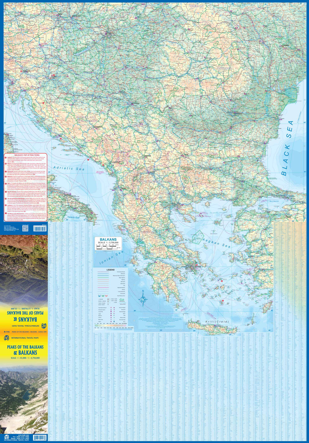 Carte de voyage - Balkans & sommets des Balkans | ITM carte pliée ITM 