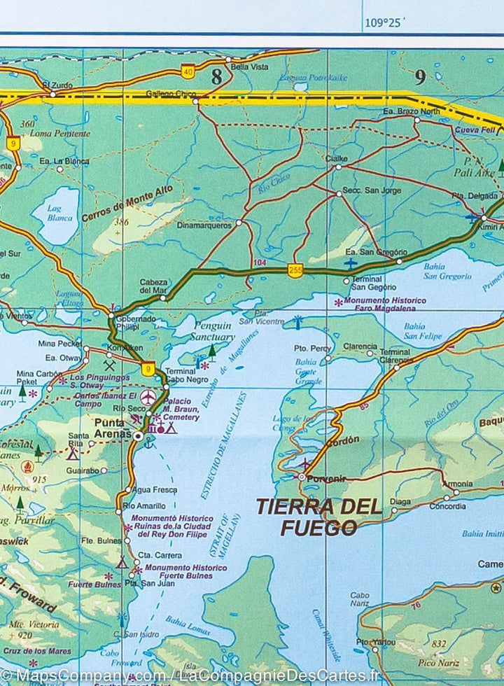 Carte de voyage - Chili Sud & Patagonie Sud | ITM carte pliée ITM 