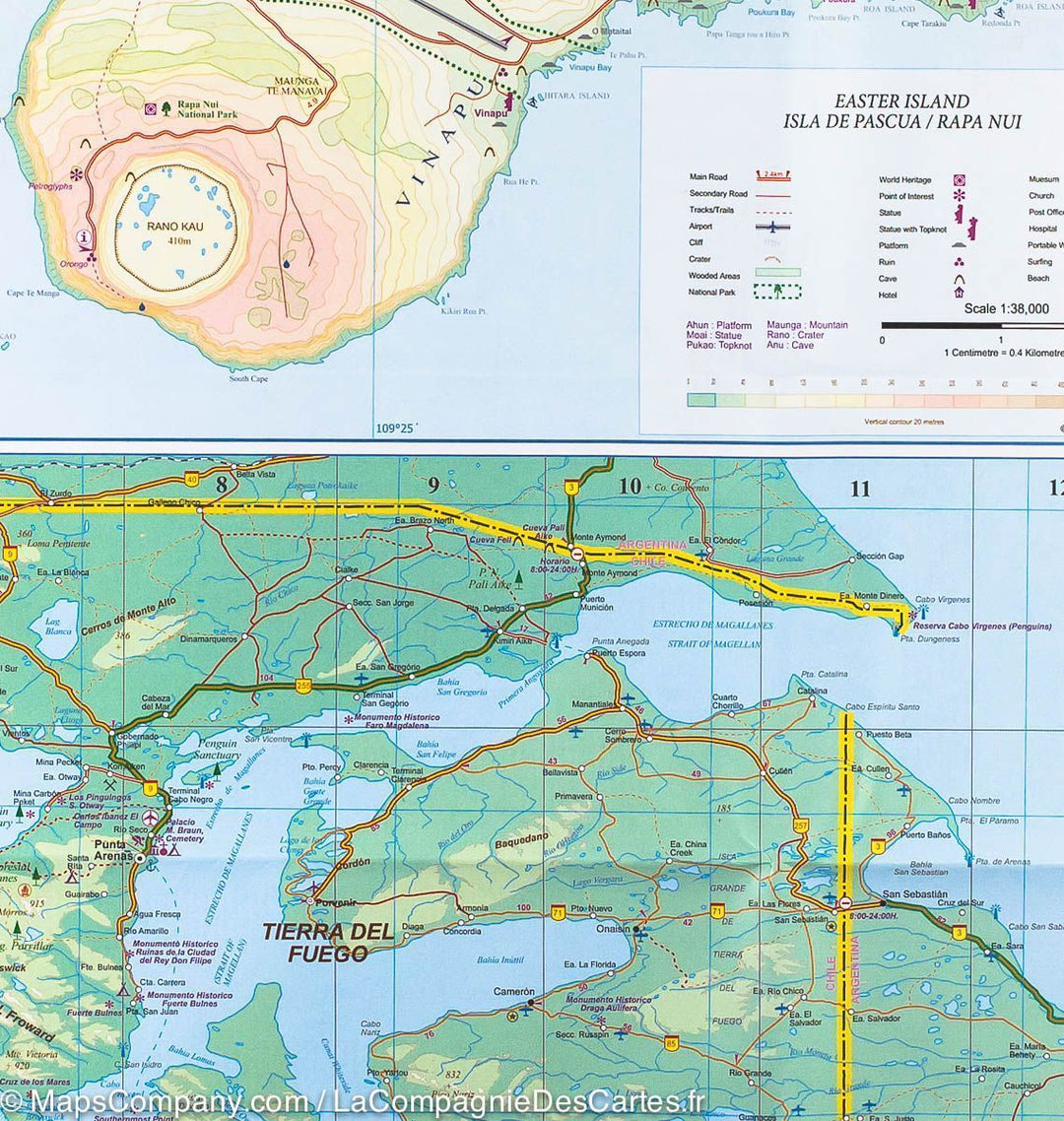 Carte de voyage - Chili Sud & Patagonie Sud | ITM carte pliée ITM 