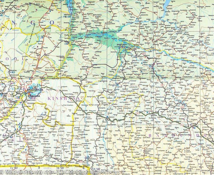 Carte du Congo et de la République Centrafricaine | ITM - La Compagnie des Cartes