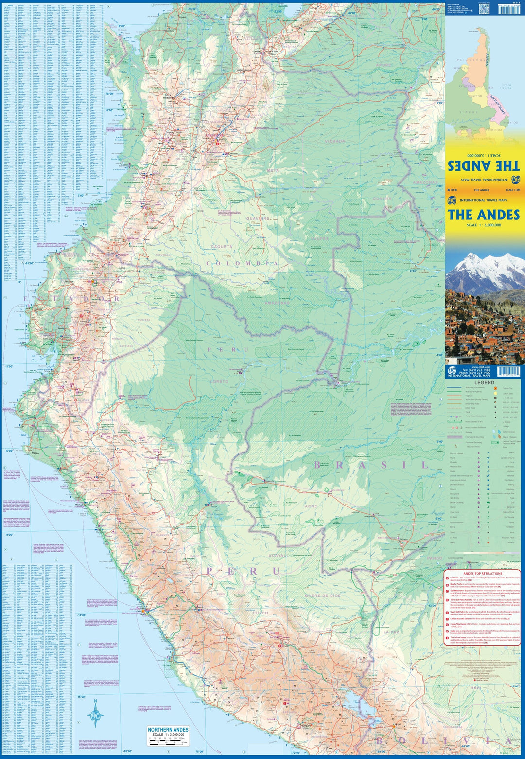 Carte de voyage - Cordillère des Andes | ITM carte pliée ITM 