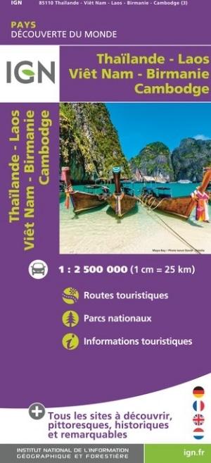 Carte de voyage de la Thaïlande, Vietnam, Laos &amp; Cambodge | IGN - La Compagnie des Cartes