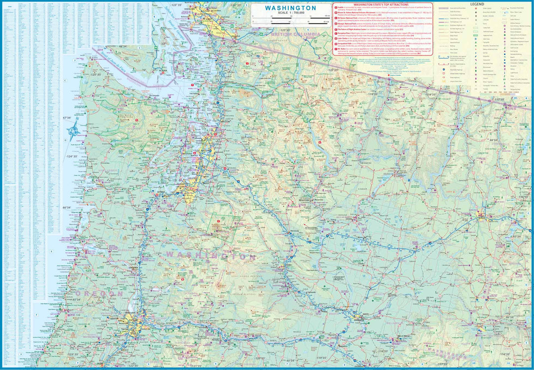 Carte de voyage - État de Washington & plan de Seattle | ITM carte pliée ITM 