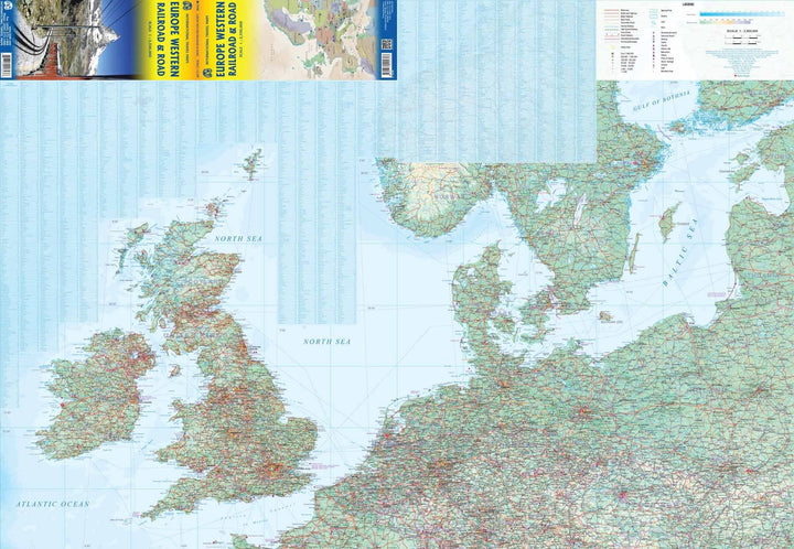 Carte de voyage - Europe de l'ouest : Routes et chemins de fer | ITM carte pliée ITM 