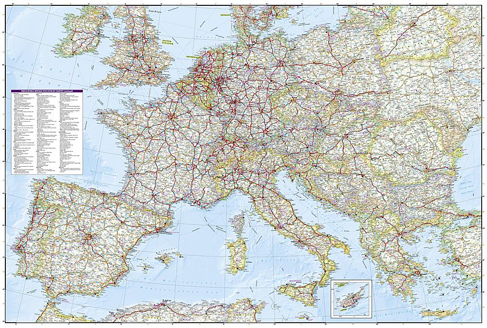 Carte de voyage - Europe  National Geographic – La Compagnie des Cartes -  Le voyage et la randonnée
