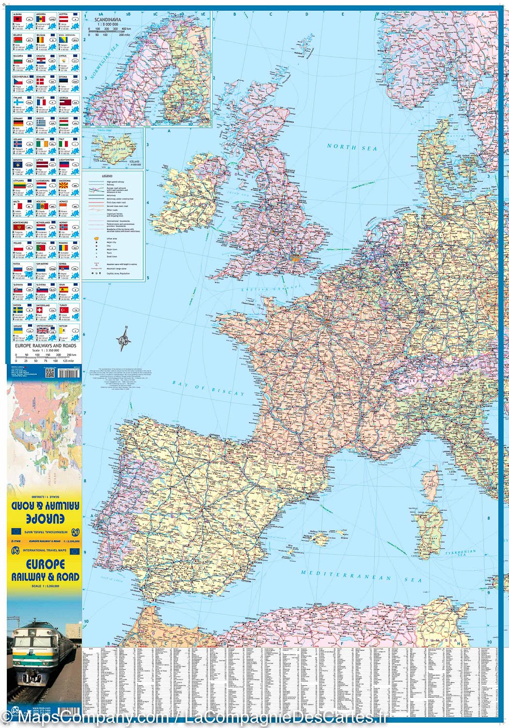 Carte de voyage - Europe : Routes et chemins de fer | ITM carte pliée ITM 