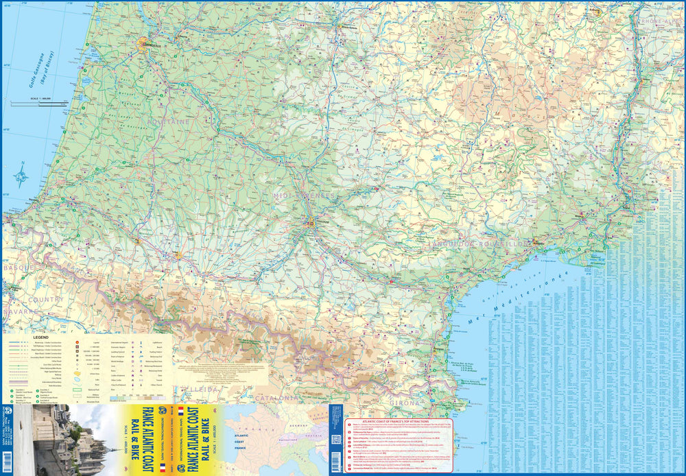 Carte de voyage - France, Côte Atlantique (vélo et chemins de fer) | ITM carte pliée ITM 