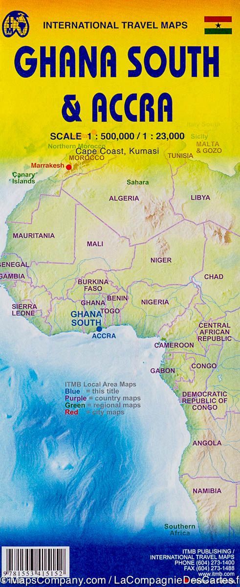 Plan d&rsquo;Accra &#038; Carte du Ghana Sud | ITM - La Compagnie des Cartes