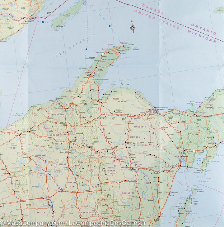 Carte de voyage - Grands Lacs (USA, Canada) | ITM carte pliée ITM 