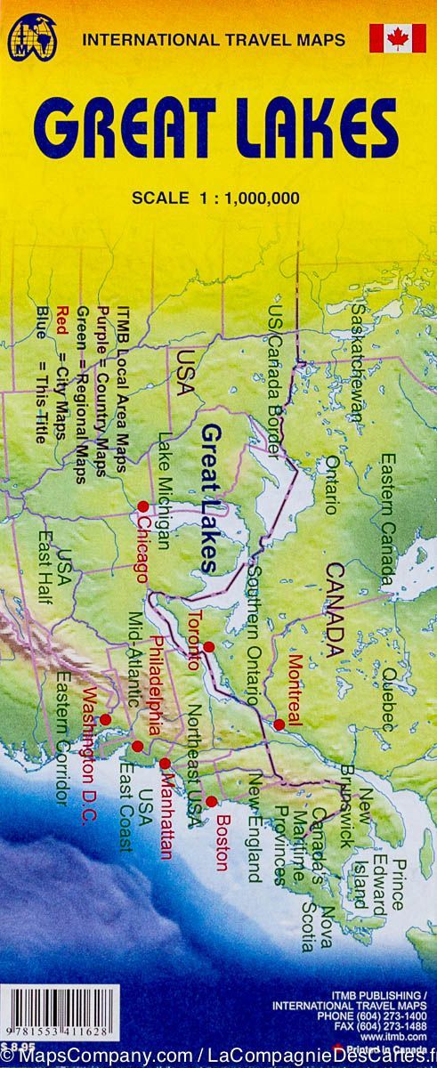 Carte de voyage - Grands Lacs (USA, Canada) | ITM carte pliée ITM 