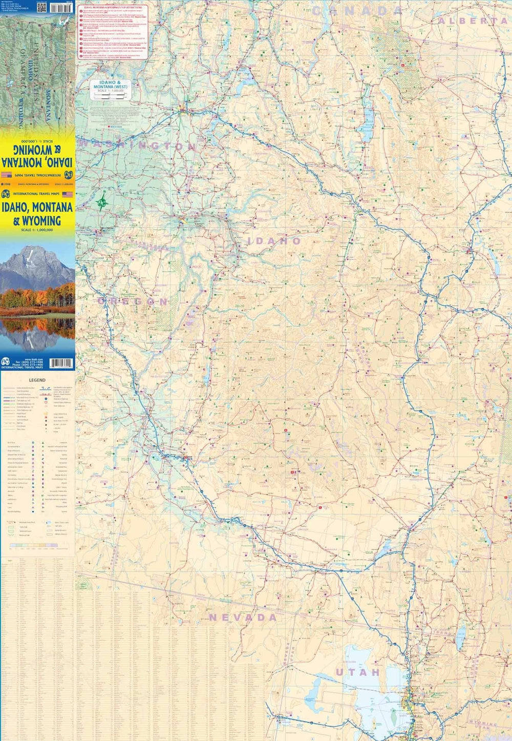 Carte de voyage de l'Idaho, Montana &amp; Wyoming (USA) | ITM - La Compagnie des Cartes
