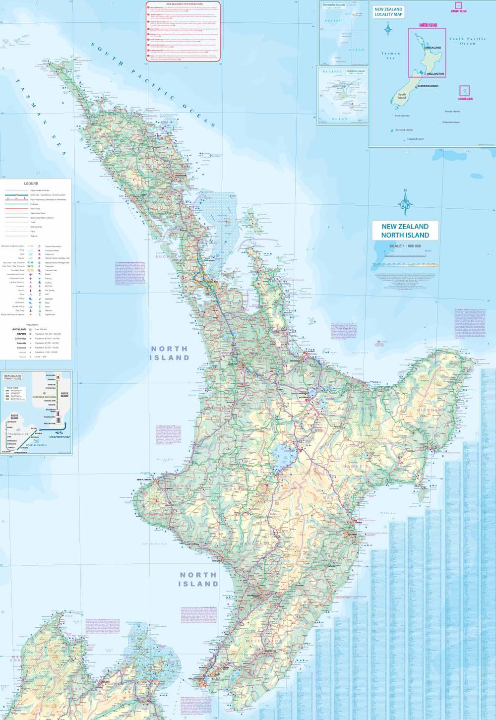 Carte de voyage - Ile du Nord (Nouvelle Zélande) & Plan d'Auckland | ITM carte pliée ITM 