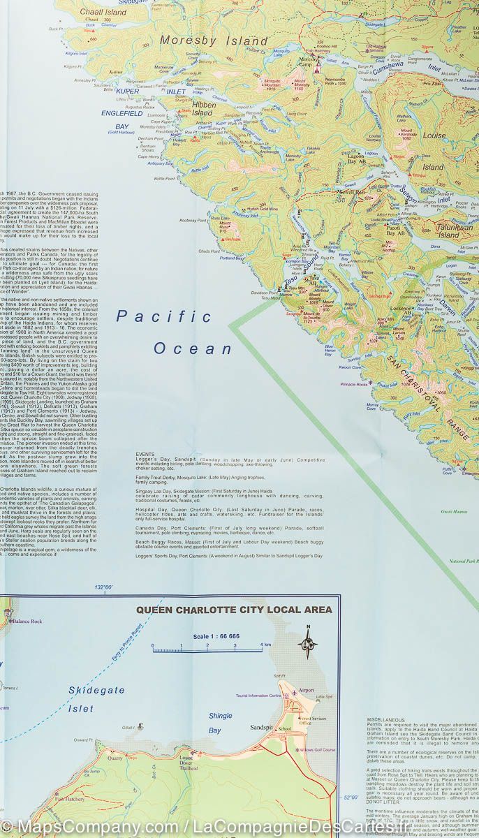 Carte de voyage - îles de la Reine Charlotte (Haida Gwaii) & Côte de la Colombie Britannique | ITM carte pliée ITM 