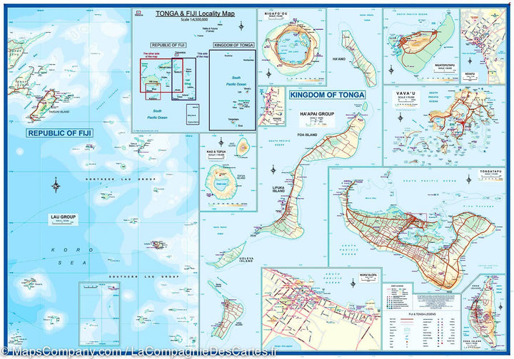 Carte de voyage - Iles Fidji & Tonga | ITM carte pliée ITM 
