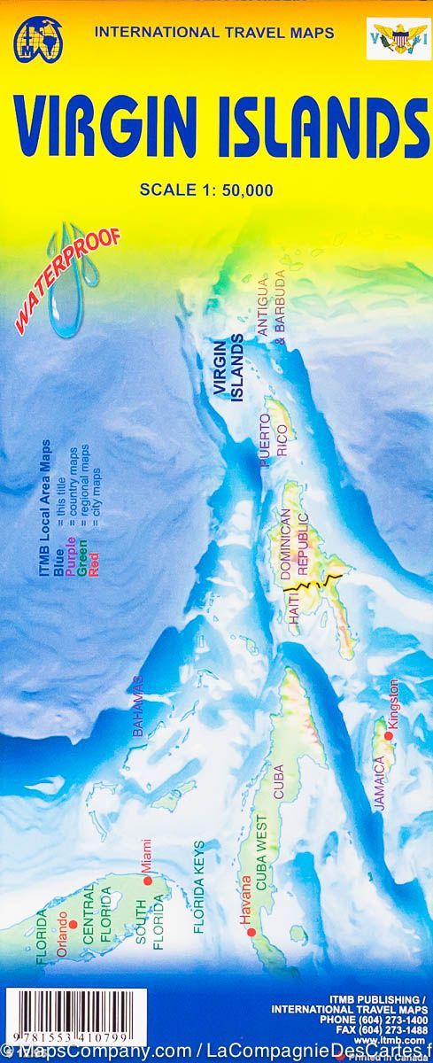 Carte de voyage - îles Vierges | ITM carte pliée ITM 