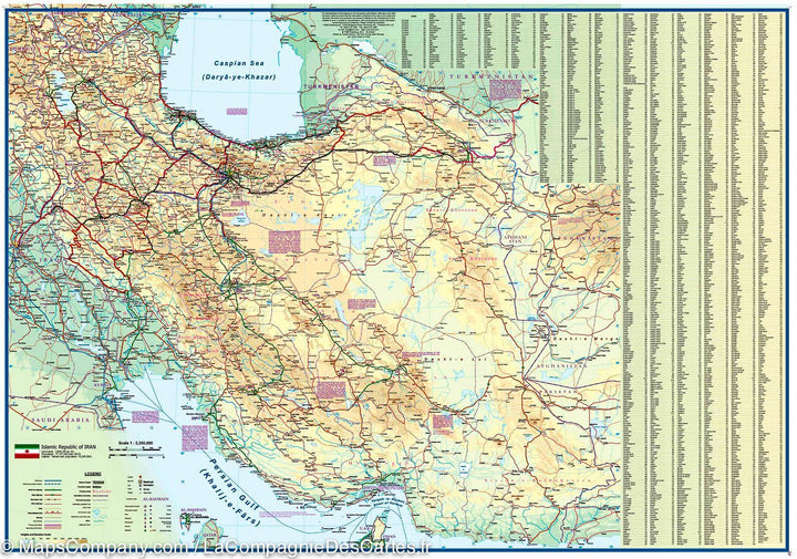 Carte routière de l'Iran &amp; Plan de Téhéran| ITM - La Compagnie des Cartes