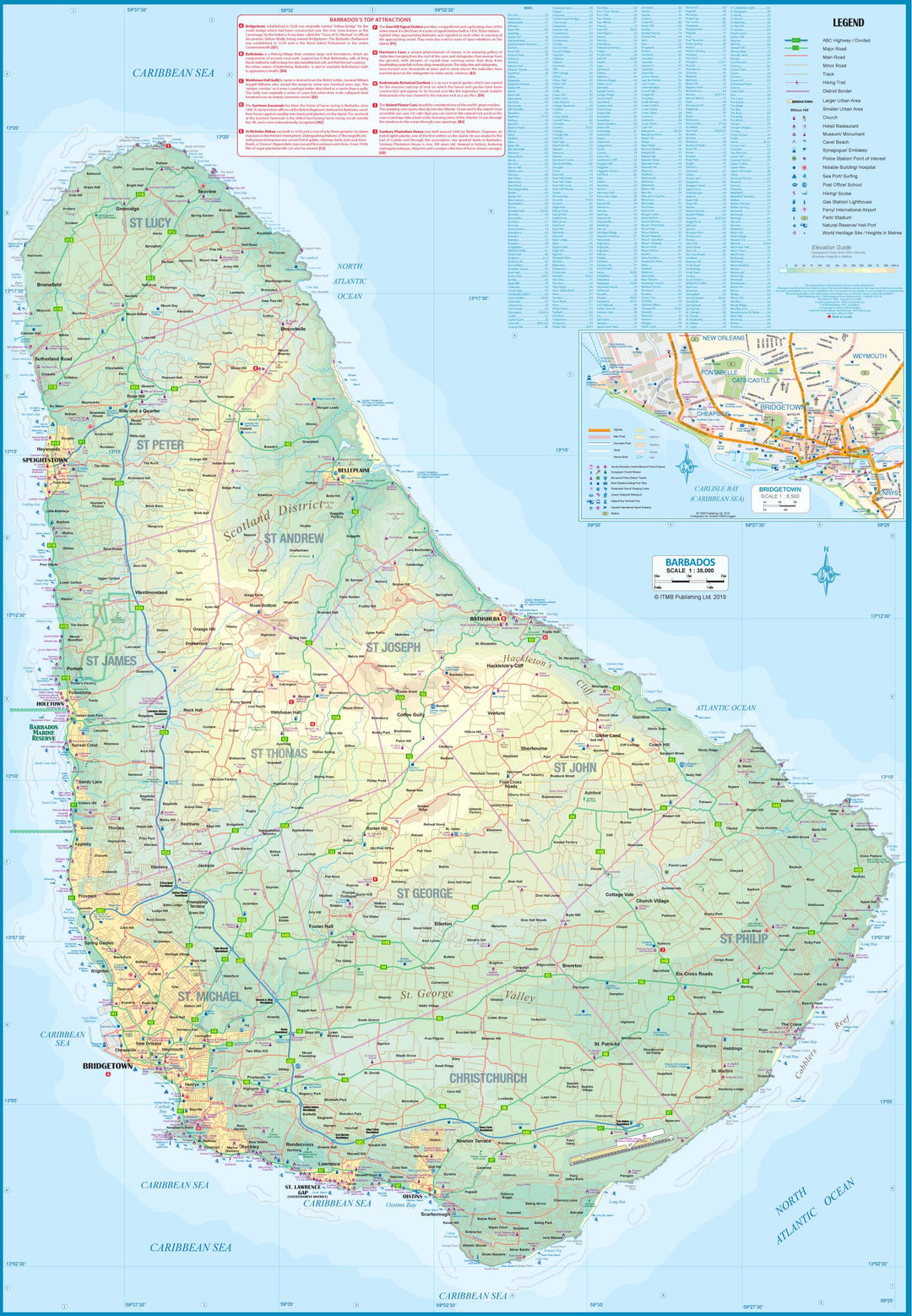 Carte de voyage - La Barbade & Sainte-Lucie | ITM carte pliée ITM 
