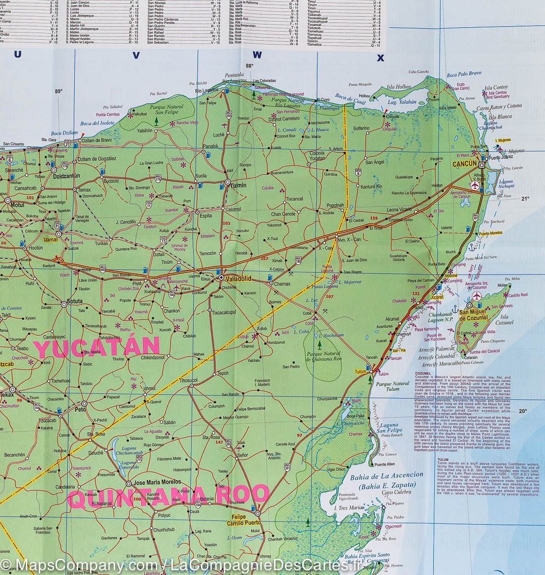 Carte de voyage du sud du Mexique | ITM - La Compagnie des Cartes